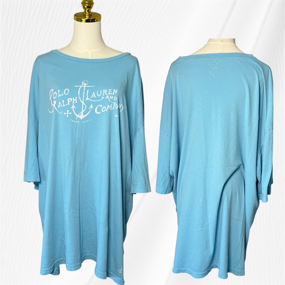 Polo Ralph Lauren & Company Blue Nautical Boatneck Tunic Top 3XLT Plus Size